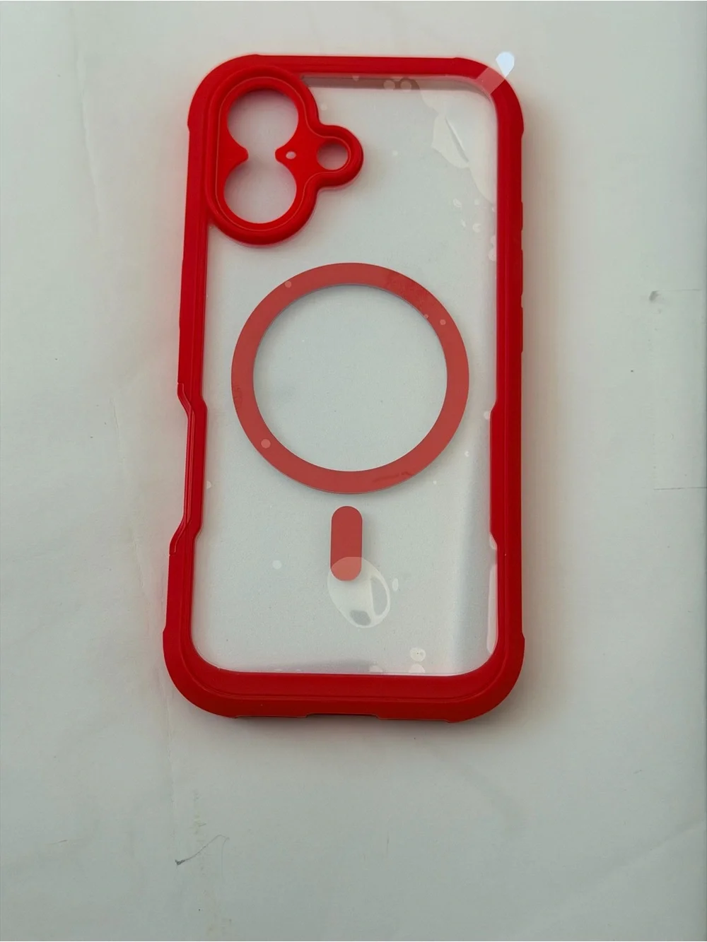 Iphone 17 Red Magnetic Clear-Back Protective Phone Case with Front Cover